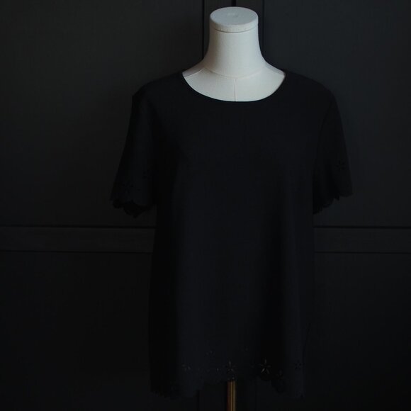 Alfred Sung | Black Short Sleeve Cutout Top - Picture 1 of 6
